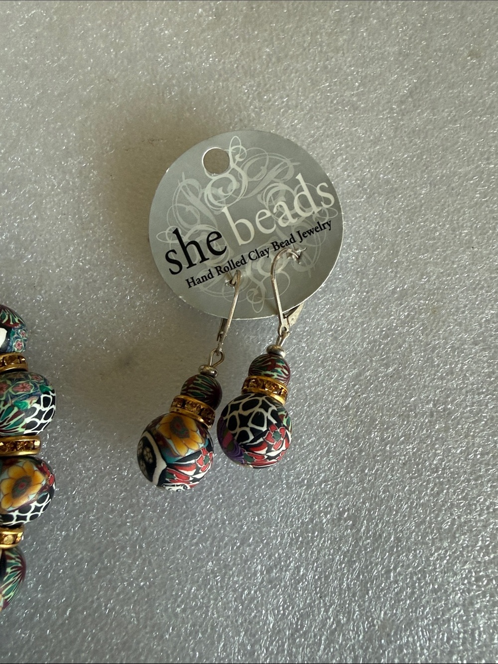 She Beads Intentional Bead by Sandy Rueve Hand Rolled Clay Beaded Jewelry Set - Picture 3 of 6
